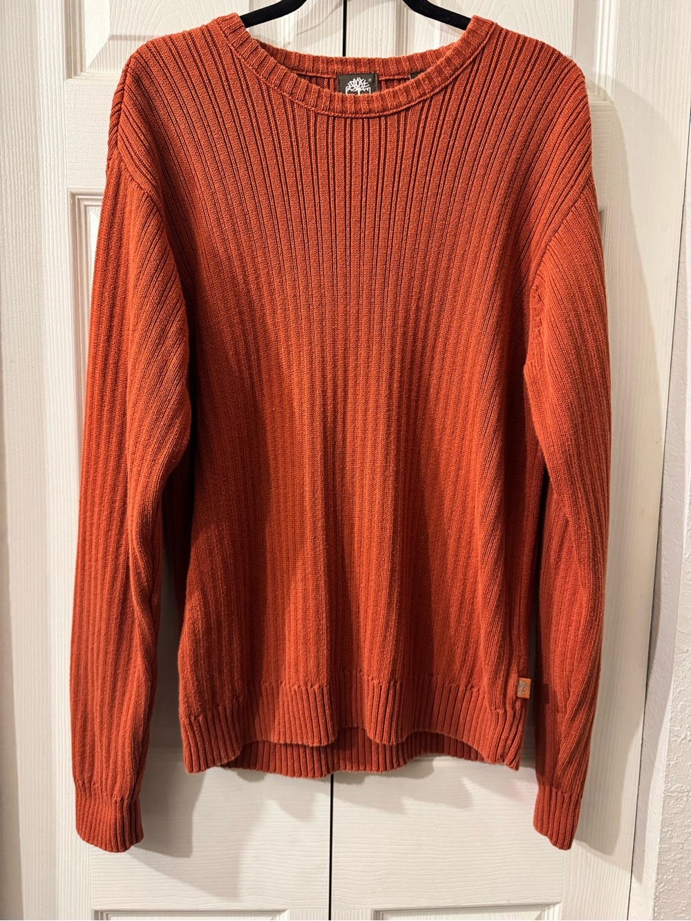Timberland Men's Ribbed Crewneck Sweater in Rust Orange